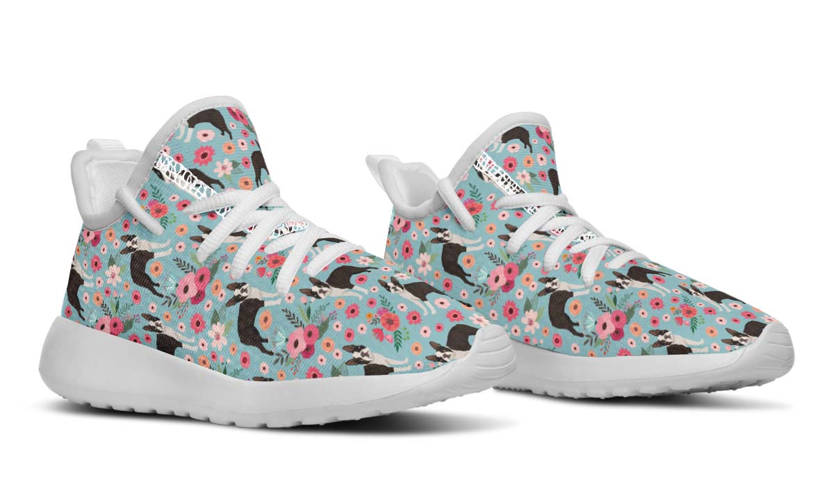 Boston Terrier Flower Kids Sneakers