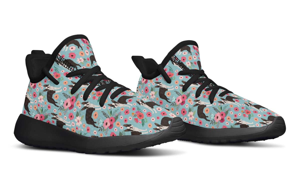 Boston Terrier Flower Kids Sneakers