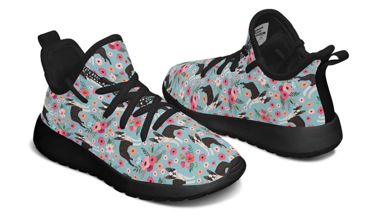 Boston Terrier Flower Kids Sneakers