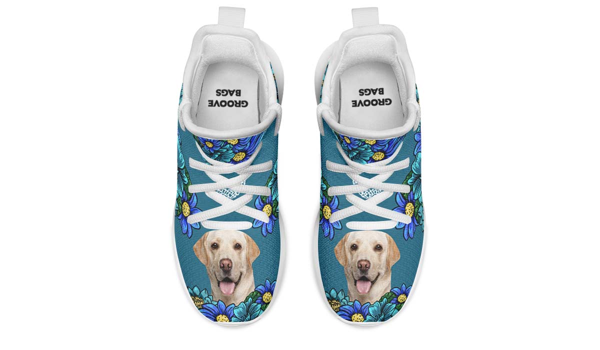 Custom Dog Portrait Dark Blue Kids Sneakers