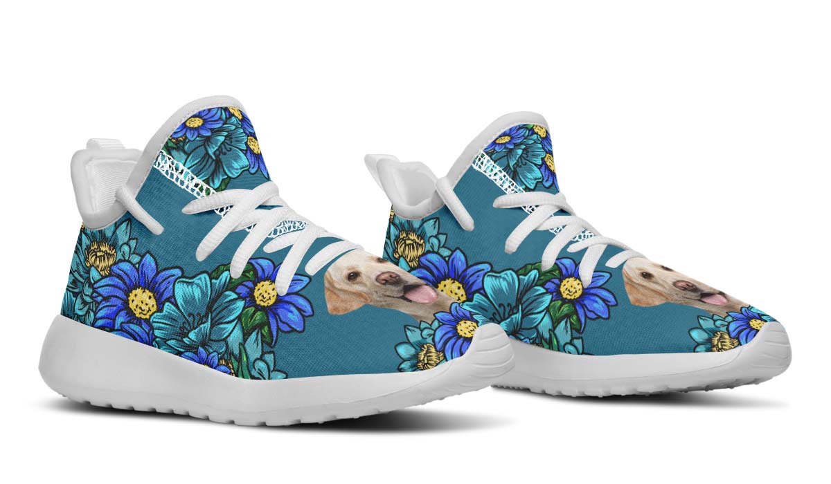 Custom Dog Portrait Dark Blue Kids Sneakers