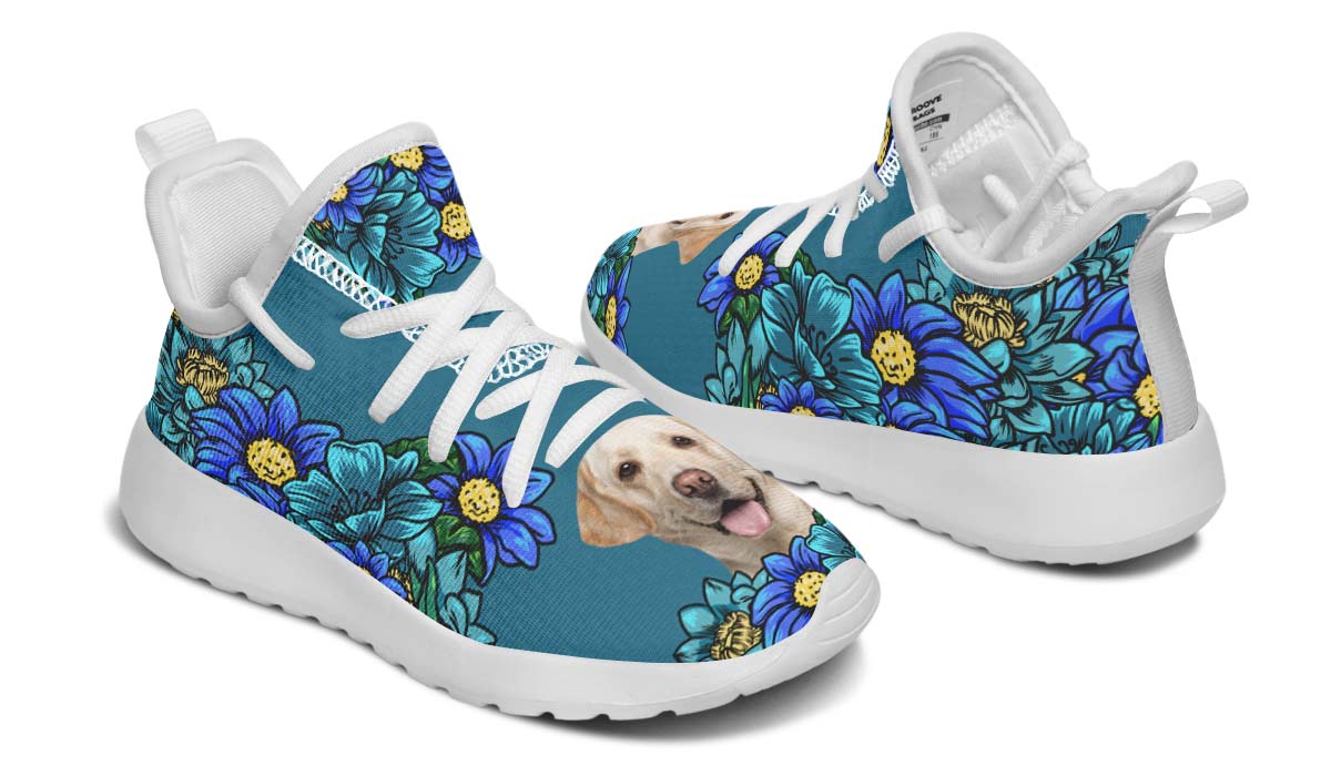 Custom Dog Portrait Dark Blue Kids Sneakers