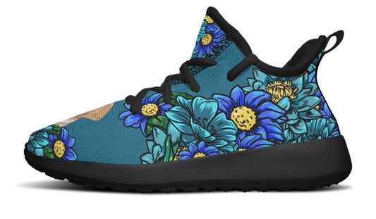 Custom Dog Portrait Dark Blue Kids Sneakers
