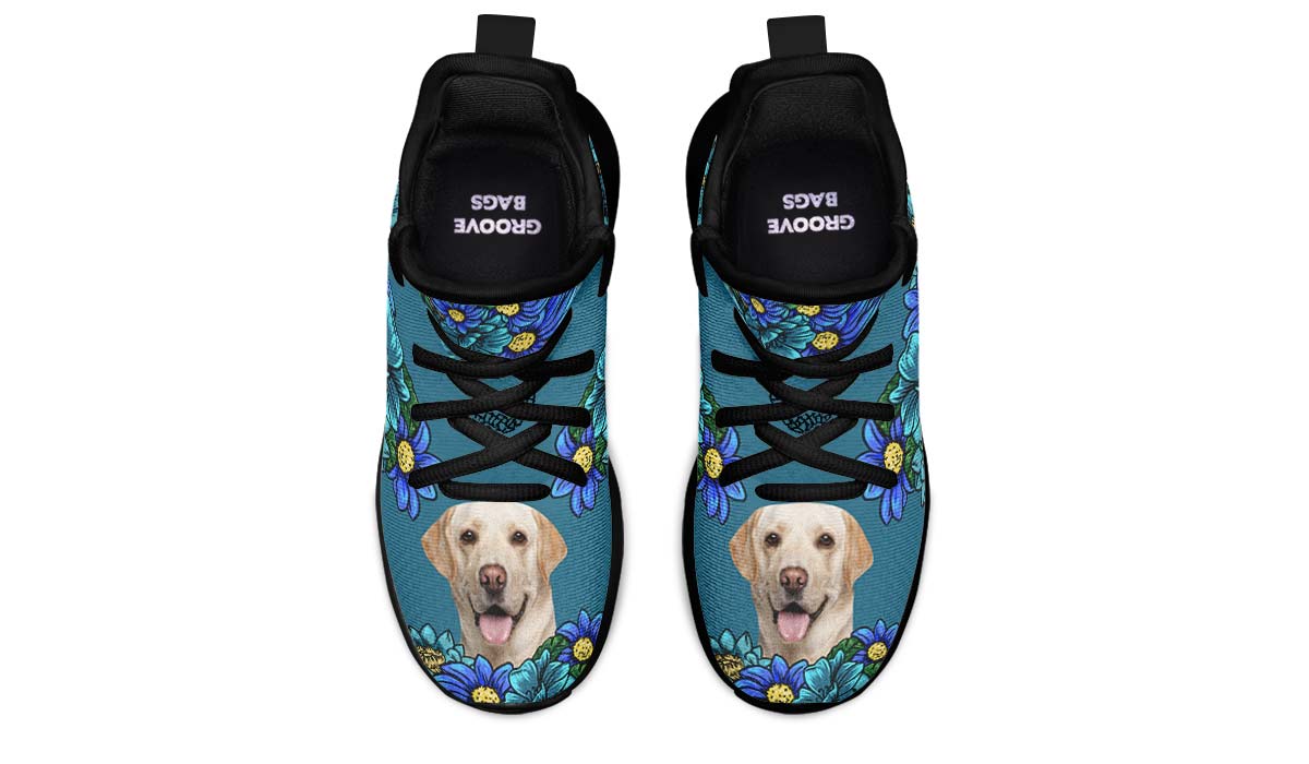 Custom Dog Portrait Dark Blue Kids Sneakers