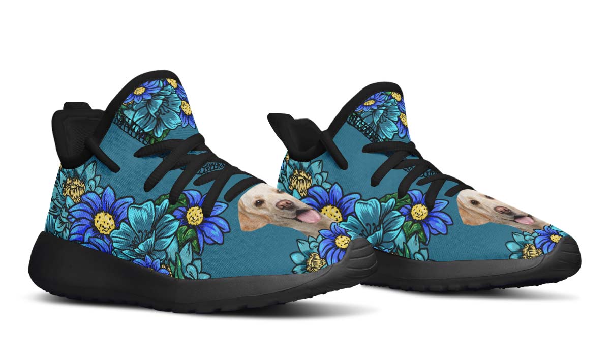 Custom Dog Portrait Dark Blue Kids Sneakers