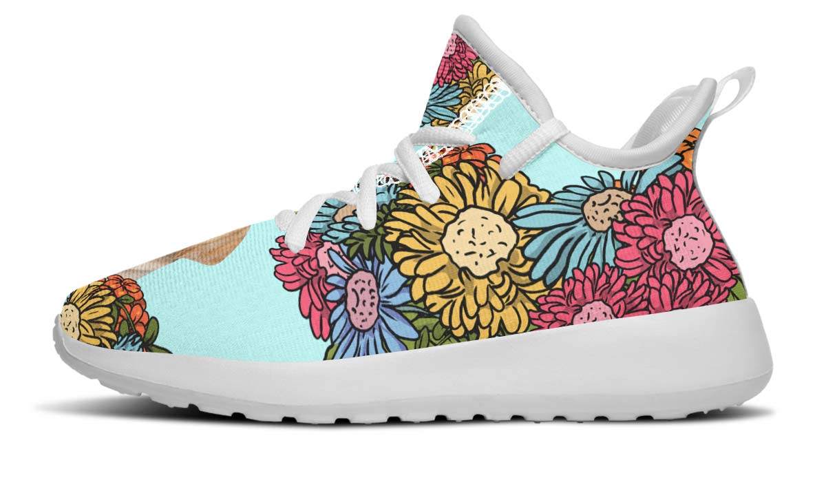 Custom Dog Portrait Light Blue Kids Sneakers