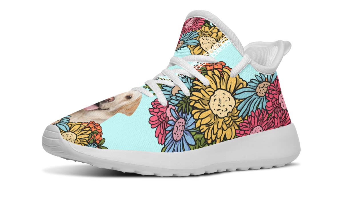 Custom Dog Portrait Light Blue Kids Sneakers