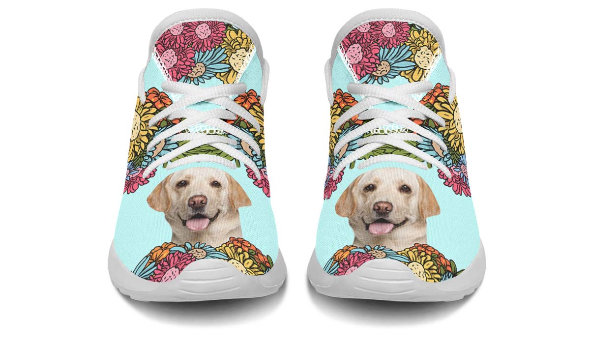 Custom Dog Portrait Light Blue Kids Sneakers