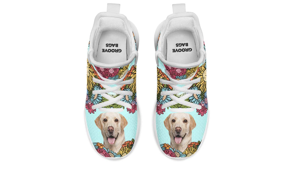 Custom Dog Portrait Light Blue Kids Sneakers