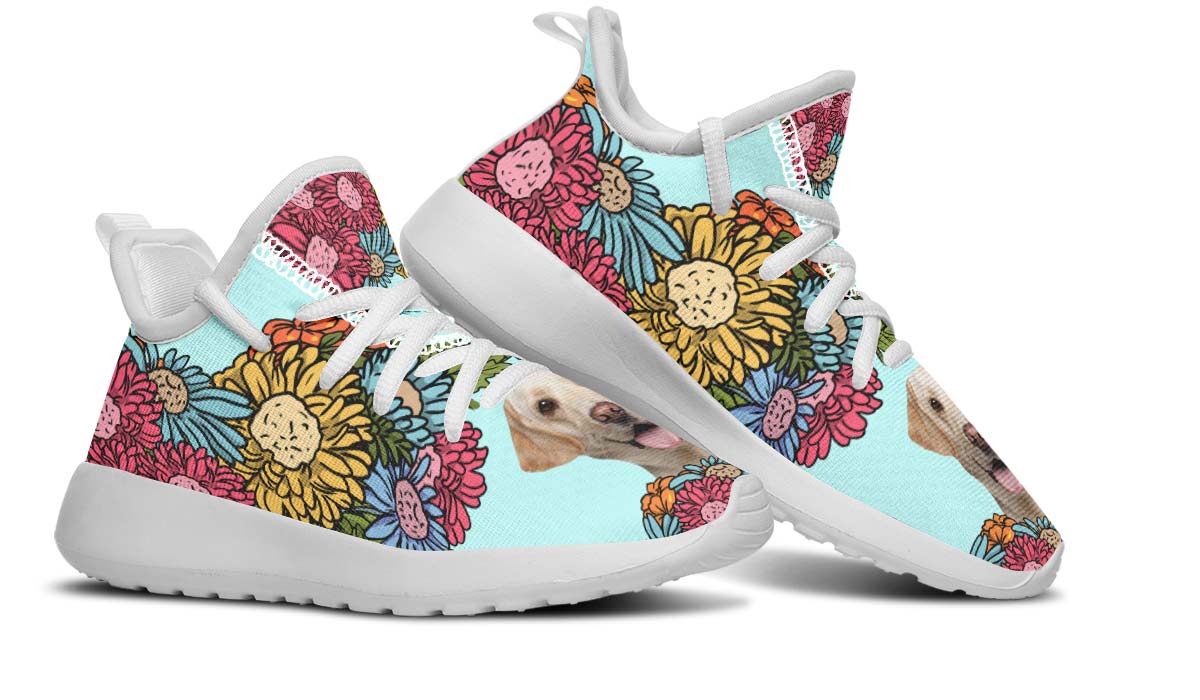 Custom Dog Portrait Light Blue Kids Sneakers