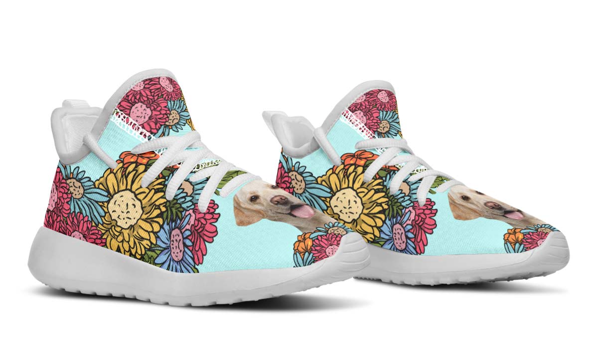 Custom Dog Portrait Light Blue Kids Sneakers