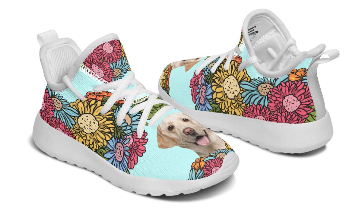 Custom Dog Portrait Light Blue Kids Sneakers