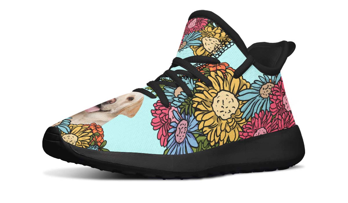 Custom Dog Portrait Light Blue Kids Sneakers