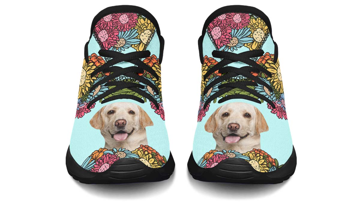 Custom Dog Portrait Light Blue Kids Sneakers