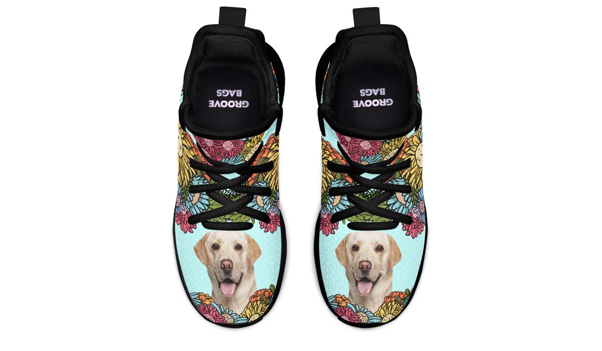 Custom Dog Portrait Light Blue Kids Sneakers