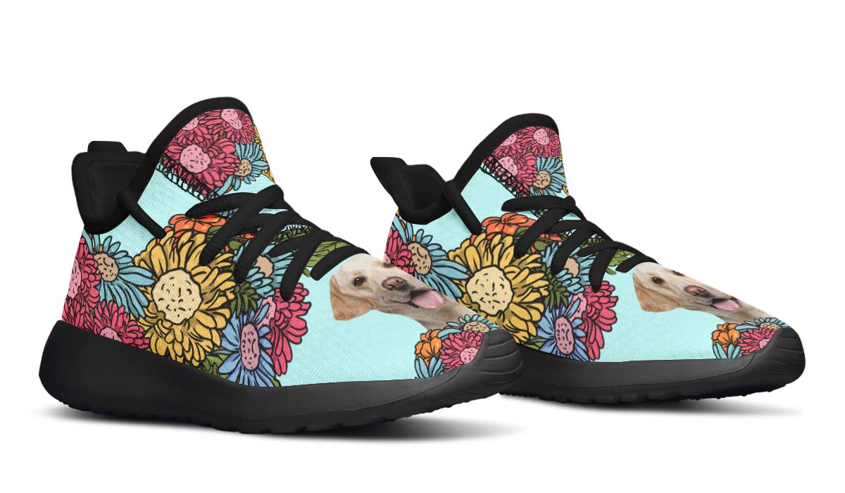 Custom Dog Portrait Light Blue Kids Sneakers
