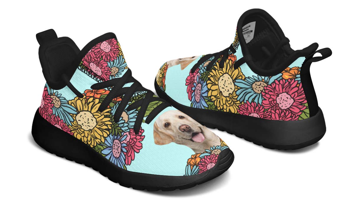 Custom Dog Portrait Light Blue Kids Sneakers