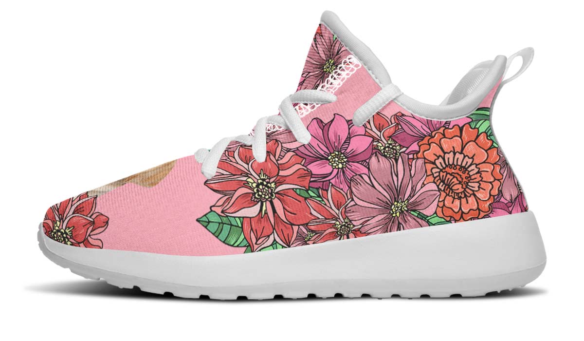 Custom Dog Portrait Pink Kids Sneakers