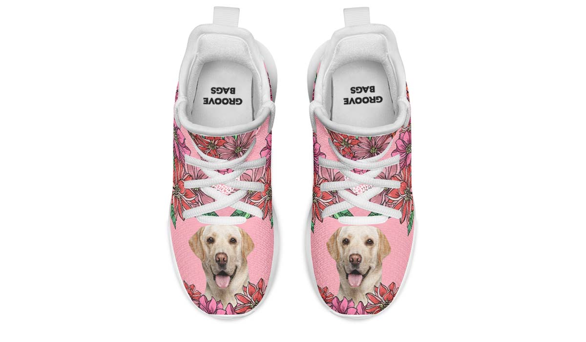 Custom Dog Portrait Pink Kids Sneakers