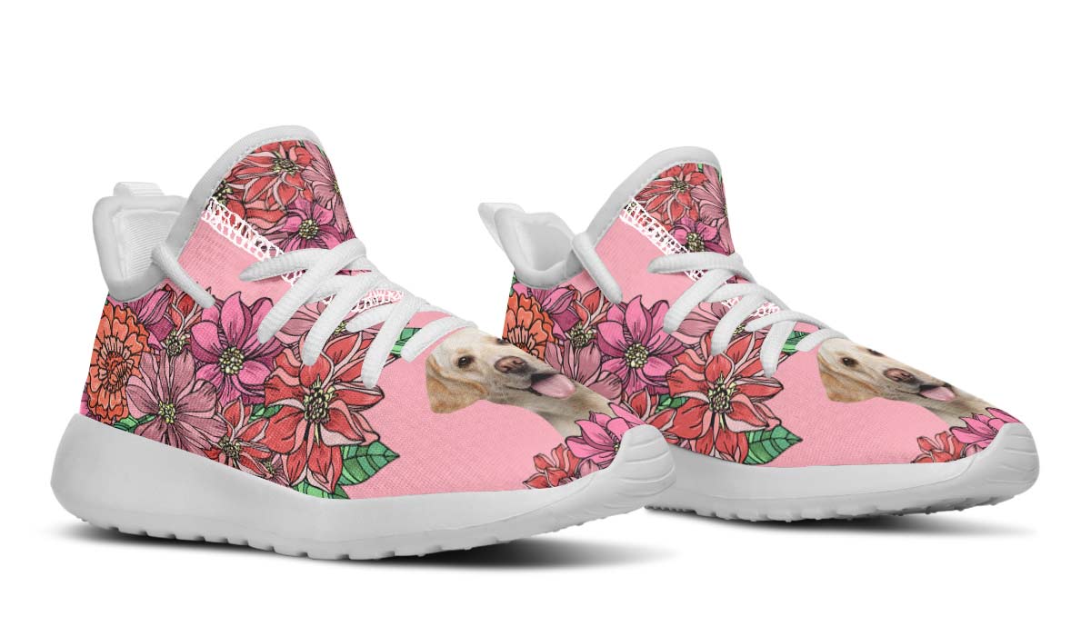 Custom Dog Portrait Pink Kids Sneakers