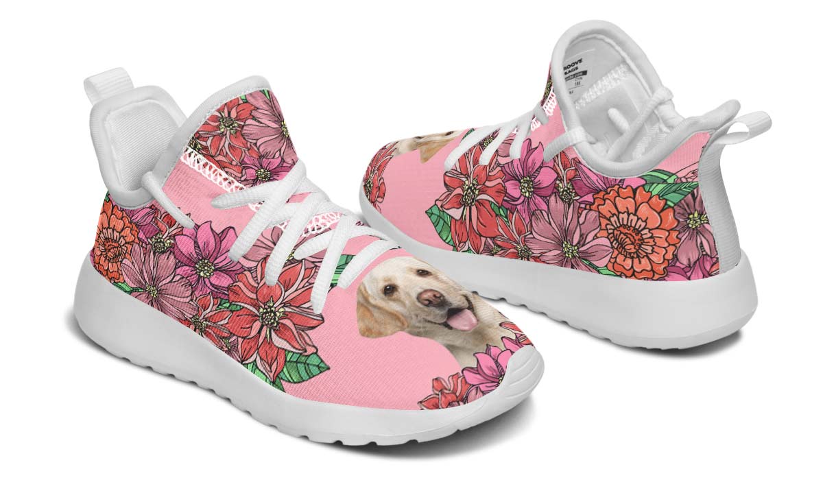 Custom Dog Portrait Pink Kids Sneakers