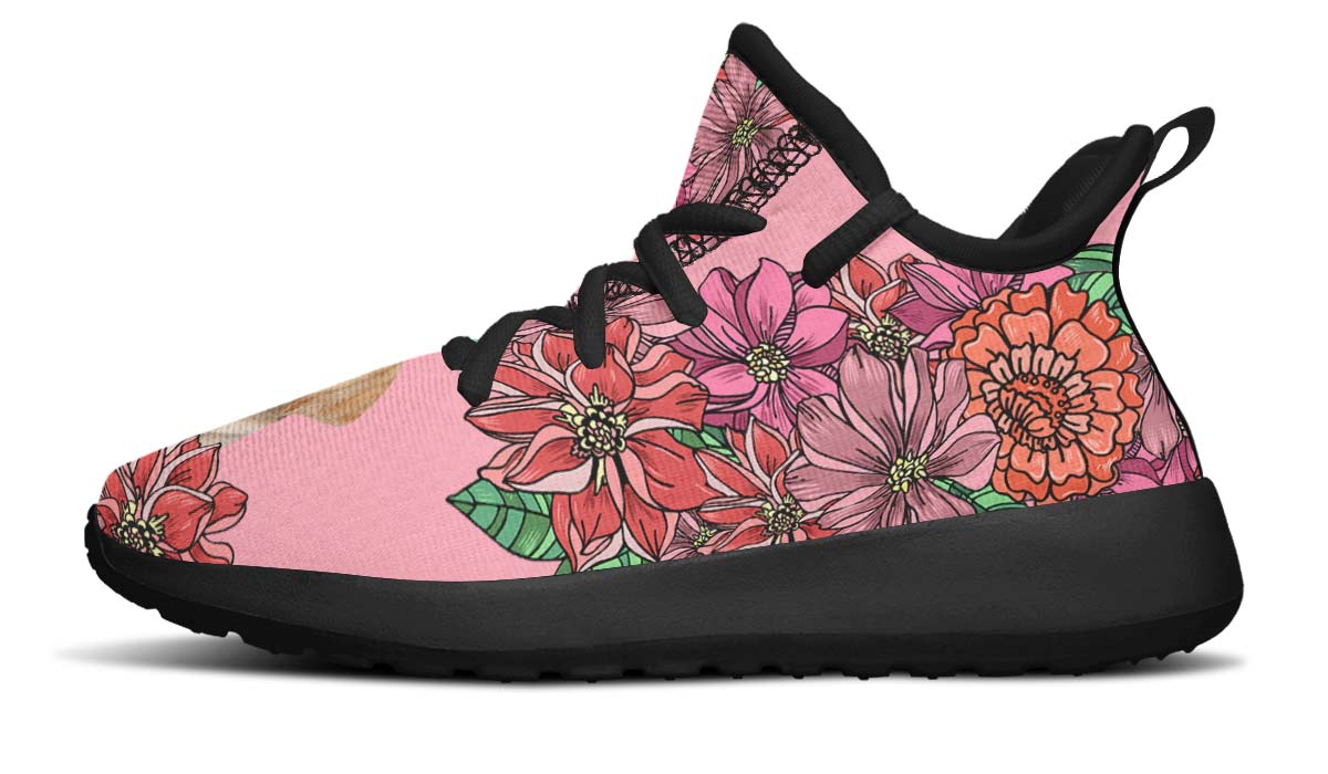 Custom Dog Portrait Pink Kids Sneakers