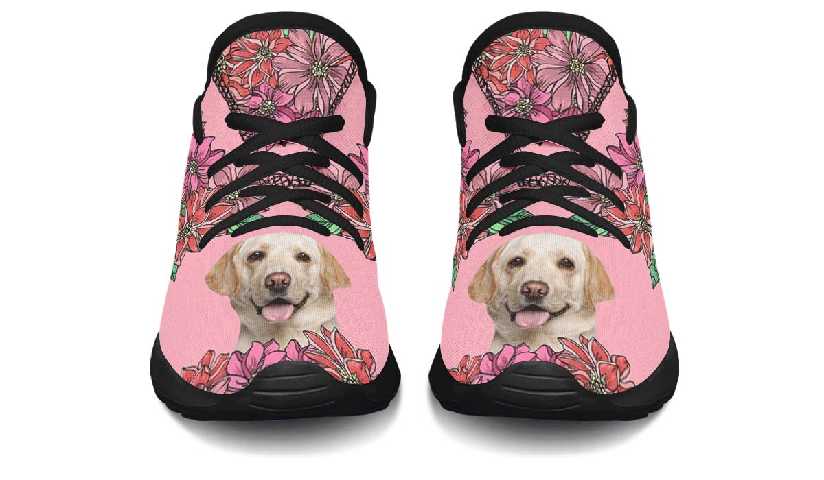 Custom Dog Portrait Pink Kids Sneakers