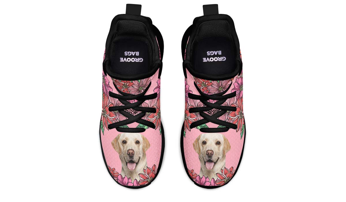 Custom Dog Portrait Pink Kids Sneakers