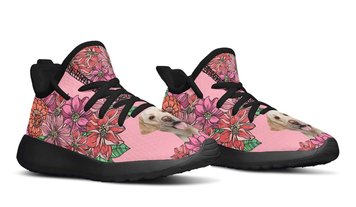 Custom Dog Portrait Pink Kids Sneakers