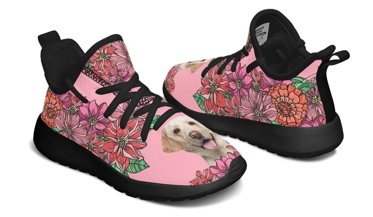Custom Dog Portrait Pink Kids Sneakers