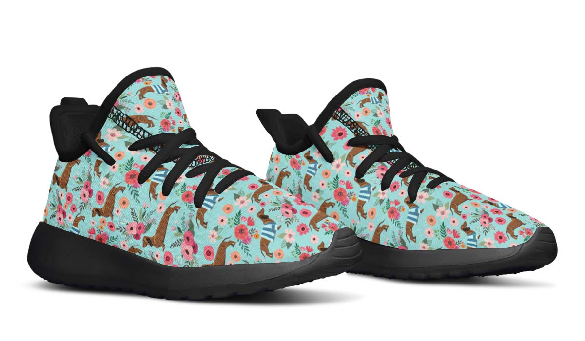 Dachshund Flower Kids Sneakers