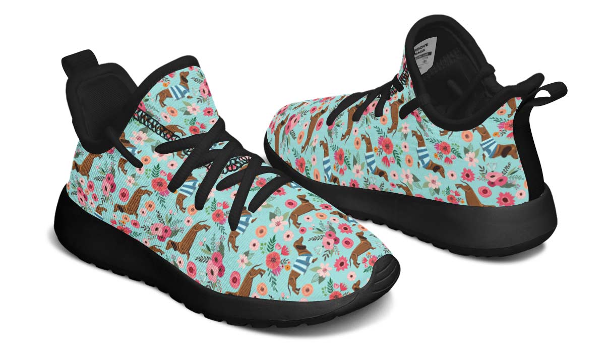 Dachshund Flower Kids Sneakers