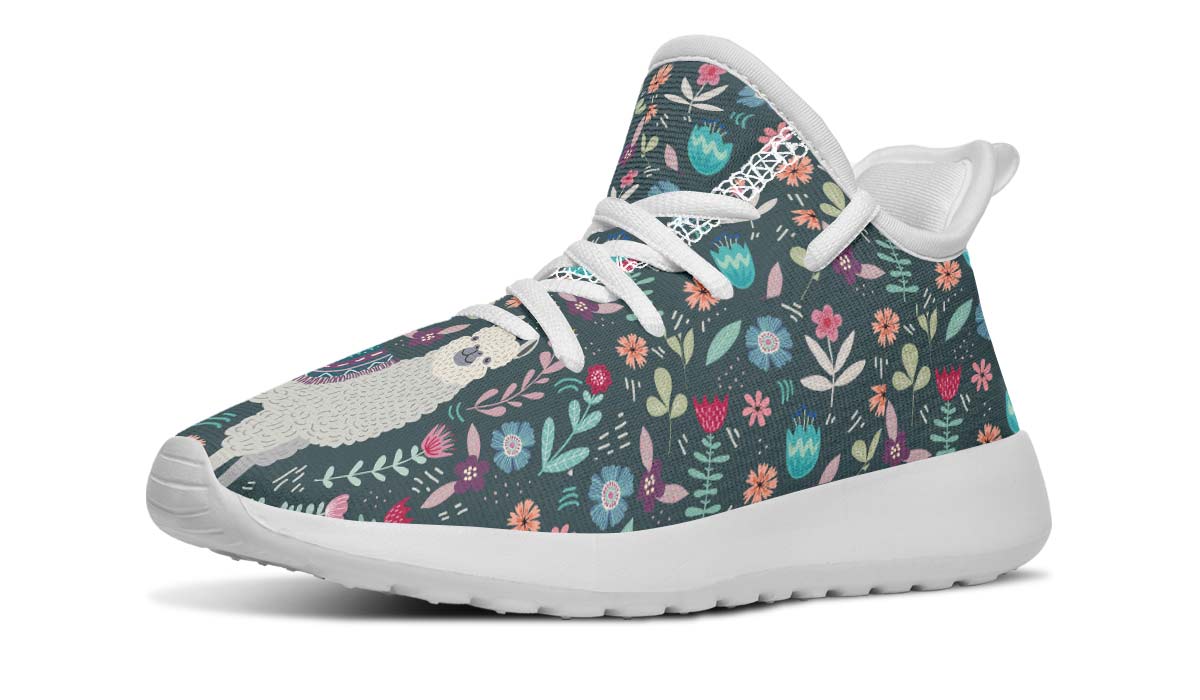 Floral Llama Kids Sneakers
