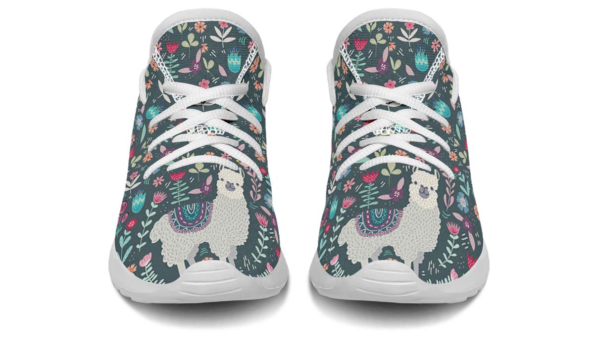 Floral Llama Kids Sneakers