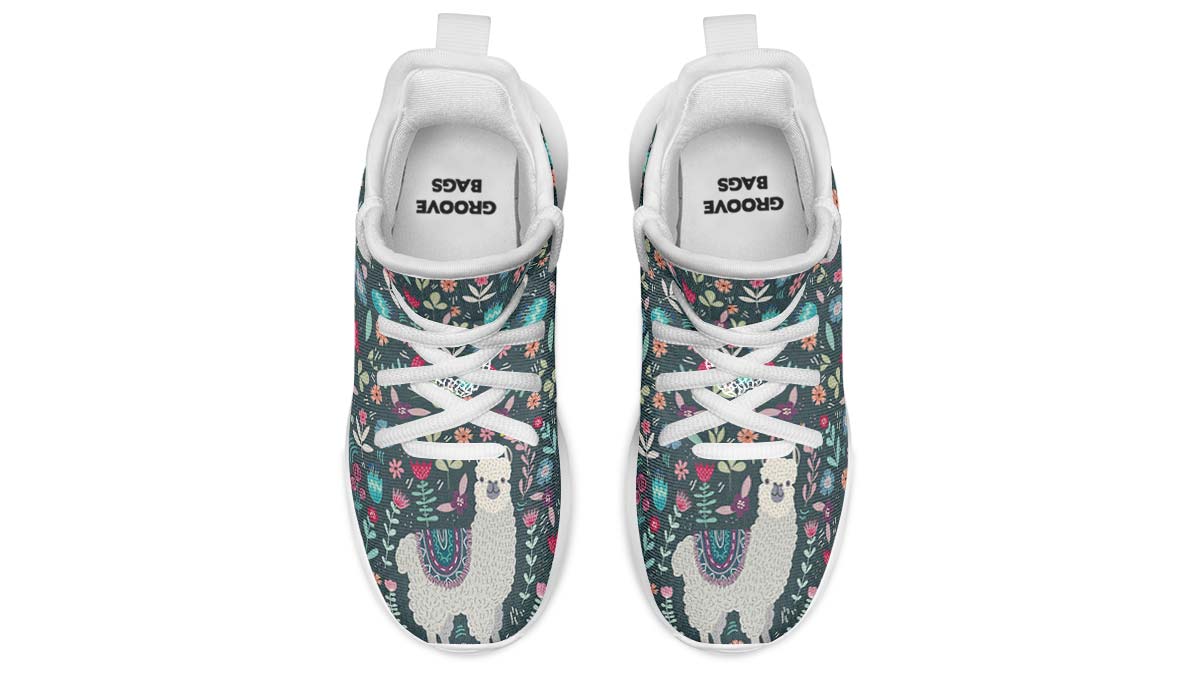 Floral Llama Kids Sneakers