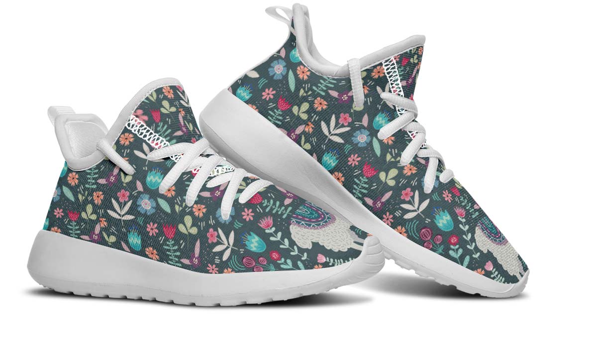 Floral Llama Kids Sneakers