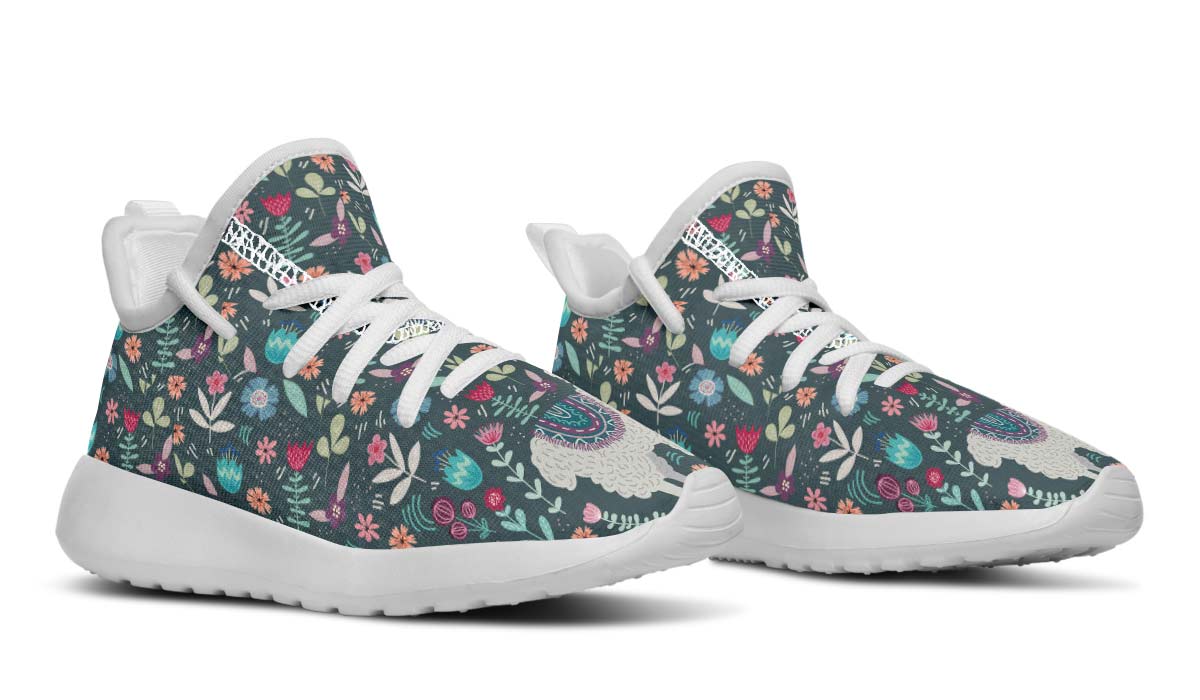 Floral Llama Kids Sneakers