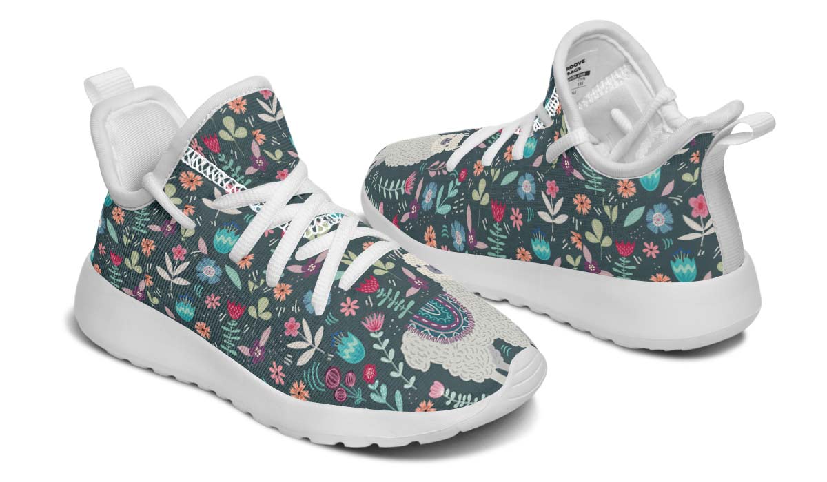 Floral Llama Kids Sneakers