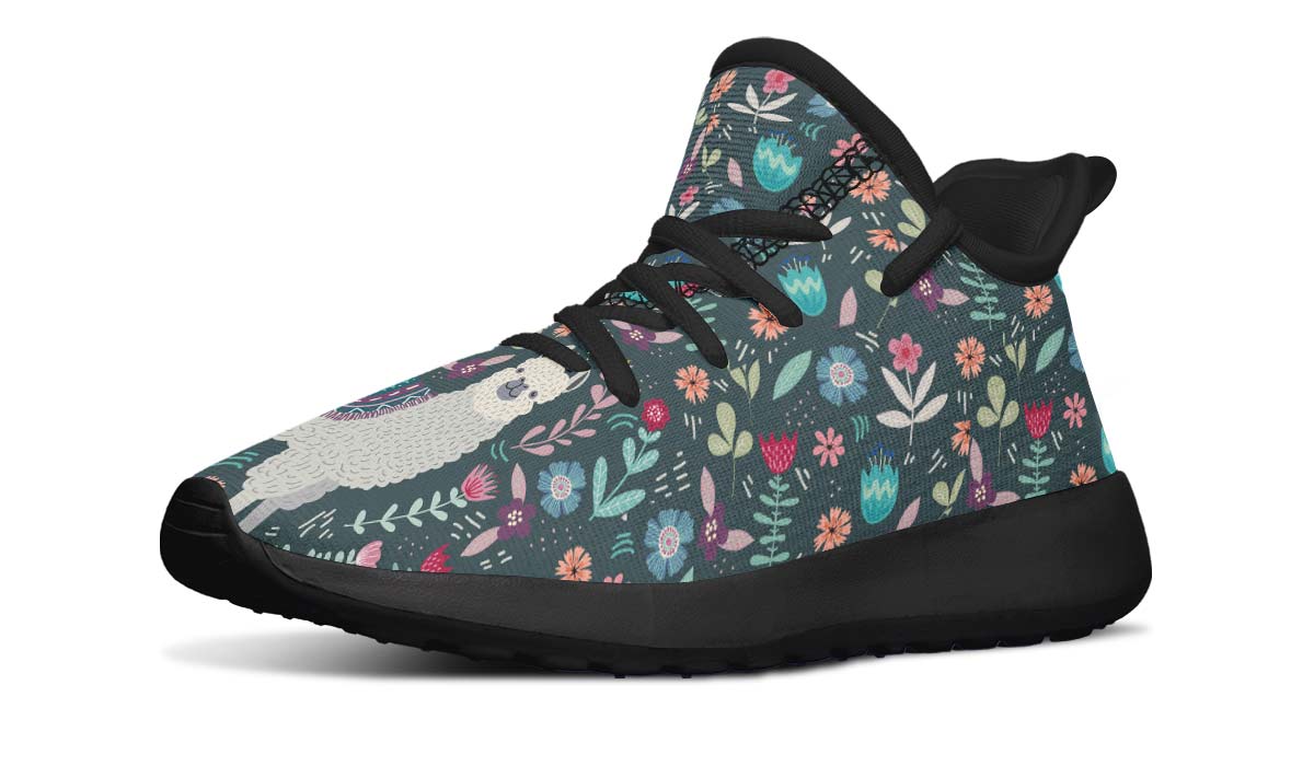 Floral Llama Kids Sneakers