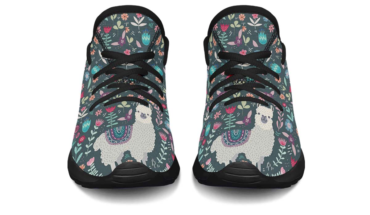 Floral Llama Kids Sneakers