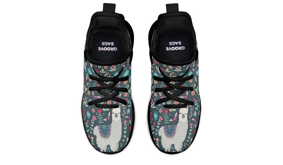 Floral Llama Kids Sneakers