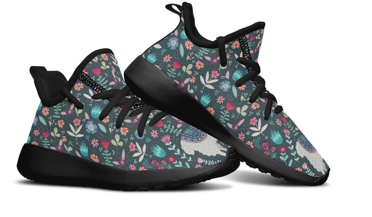 Floral Llama Kids Sneakers