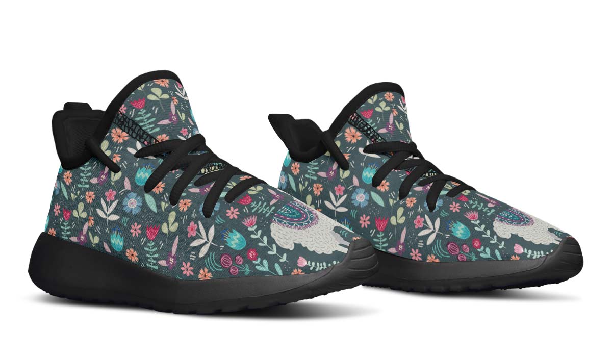 Floral Llama Kids Sneakers