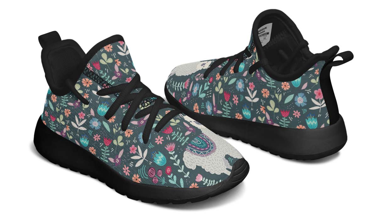 Floral Llama Kids Sneakers