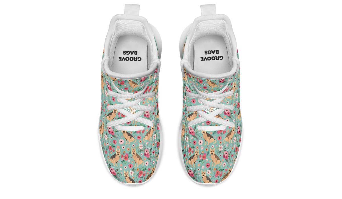 German Shepherd Flower Kids Sneakers