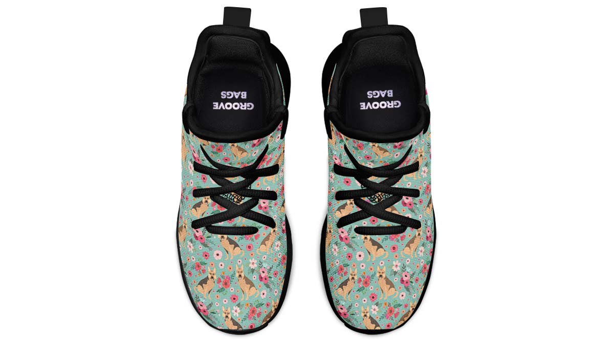 German Shepherd Flower Kids Sneakers