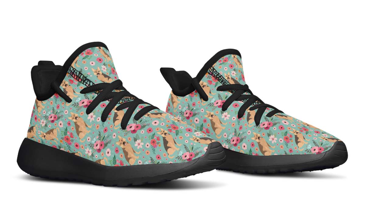 German Shepherd Flower Kids Sneakers