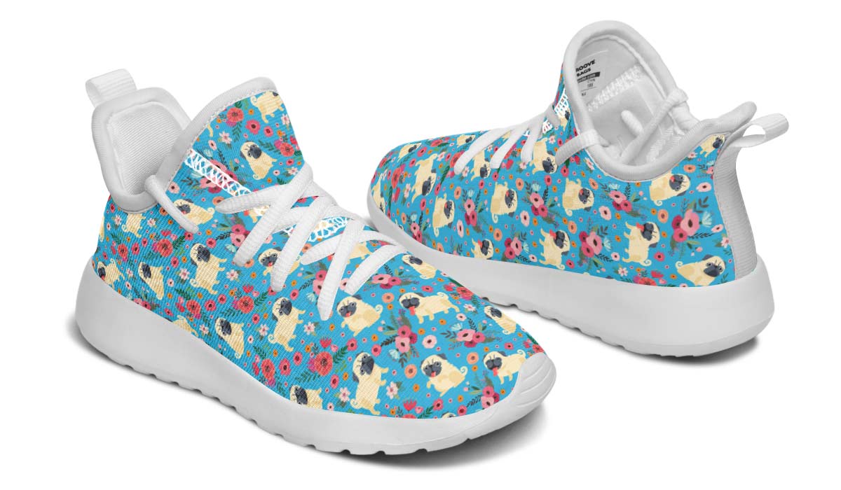 Pug Flower Kids Sneakers