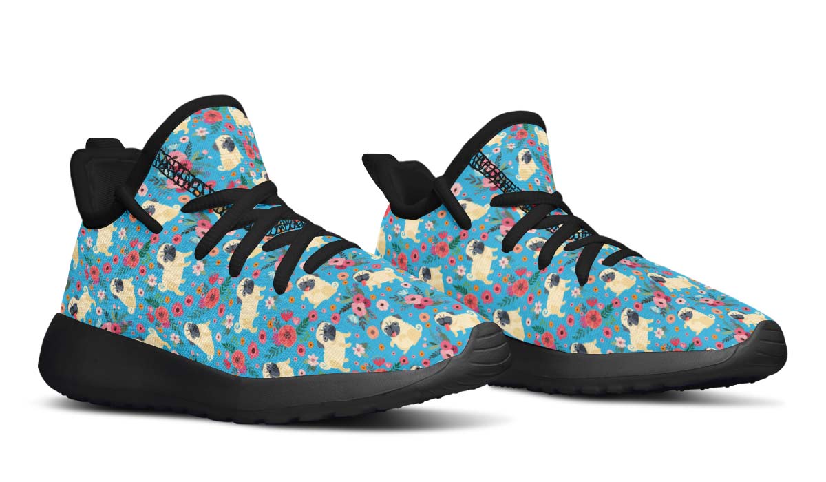 Pug Flower Kids Sneakers