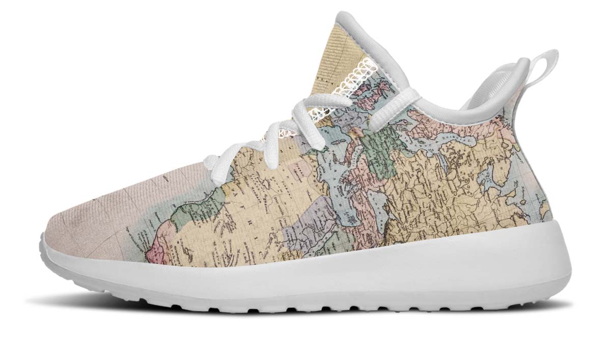 Vintage Geography Globe Kids Sneakers